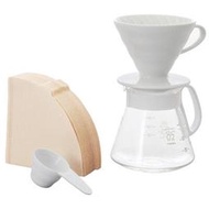 ~*萊康精品*~ HARIO V60 白色4人份陶瓷濾杯 咖啡壺組 XVDD-3012W