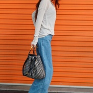 Dior Nolita 展示品 緹花布金屬手提斜背水桶包(藍)