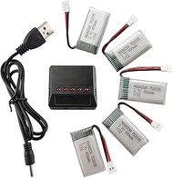 5PCS 3.7V 400mAh Lithium Battery with 5-in-1 Charger for Syma Q11 H99W JJRC H31 H6C H98 TR-C385 TR-F