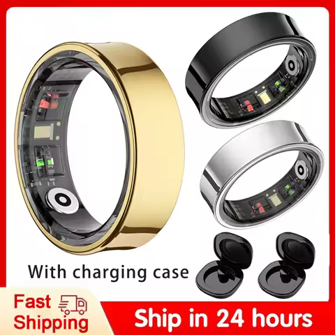R09 Smart Ring Men Women with Charging Case Heart Rate Blood Oxygen 5ATM Waterproof SmartRing For Xi