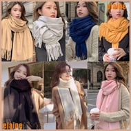 ELAINE Imitation Cashmere Scarf, Thickened Solid Color Winter Scarf,  Oversized Tassel Windproof Sha