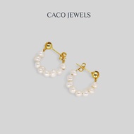 CACO Freshwater Pearl Earrings 14K Gold Plated 925 Silver Post "Loop" Chic Jewelry (1 Pair)