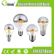 Creative E14 E27 Silver Chrome LED Edison Bulb G45 G95 4W 6W Dimmable Filament Bulb Vintage 2700K Warm White Decorative Lighting for home
