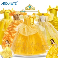 MQATZ ชุดสาว Belle ชุดลูกบอลเด็กชุดเจ้าหญิงสำหรับ Beauty And The Beast เด็กคริสต์มาสวันเกิดเทศกาลปาร