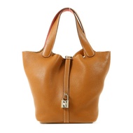 HERMES Clemence皮革Picotin MM銀扣手挽袋Gold/Rose Azalee