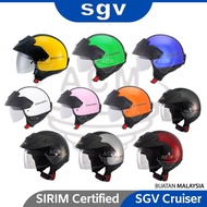 SGV Cruiser 100% Original Helmet Free Clear Visor Motor Helmet Topi Keledar Motor helmets Motorcycle - Golden Red Silver