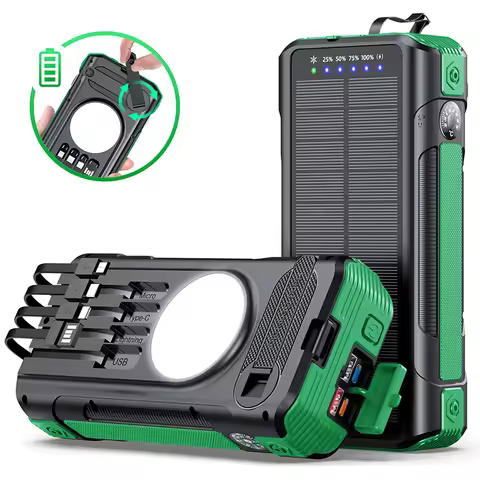 KAKAS Brand 40000mAh Solar Charger Power Bank with Hand Generator Compass Thermometer and 4 Cable Wa