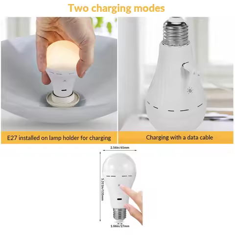 USB C Rechargeable Light Bulb with Remote Control 7W Battery Powered E27 Touch Control Dimmable LED 