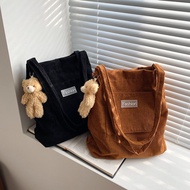 cicishopp กระเป๋าสะพายข้าง TOTE BAG ผ้าลูกฟูก (ไม่รวมพวงกุญแจ)