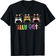 Ally Cat Rainbow Pride Flag Gay Pride Month 2025 T-Shirt