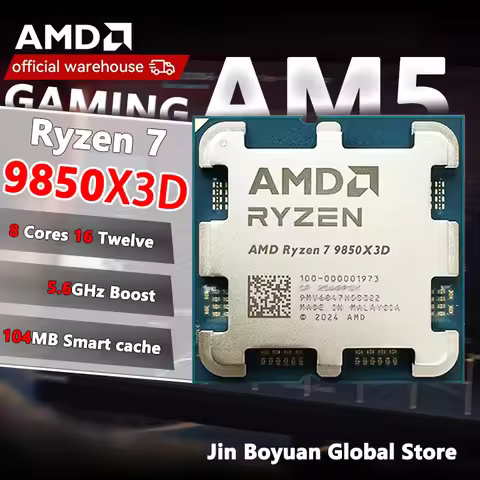AMD Ryzen 7 9850X3D New R7 9850X3D CPU Processor , 8C/16T 120W up to 5.6 GHz, 3D V-Cache L3=96M Sock