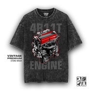 Caption'style Car Shirt 4B11T ENGINE Unisex Stonewash T-shirt | Women's Oversized T-shirt | Men's T-