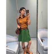 Miu Show Pleated Logo Green Skirt - Simple & Smooth