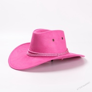 Wild Cowboy Hat Classic Wide Brim Cowboy Cowgirl Panama Hat with Strap fits Most Teens and Adults QR