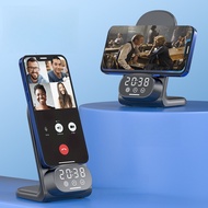 3 in 1 QI Phone 15W Wireless Charger LED Clock with Type-C Earphones Charging Dock