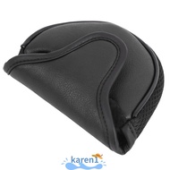 KAREN Golf Putter Cover, Black Blank Mallet Putter Cover, Mallet Protective White Pu Leather Putter 