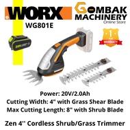 WORX WG801E 20V 2.0Ah Max Lithium-Ion Cordless ZEN 4 Shear & 8 Shrubber Trimmer with Power Share Tec