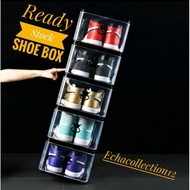 Set Of 5 Box (Small) ,4 box (Large)  Transparent Plastic  Shoe Box Full Hard Case Stack-able Shoe Bo