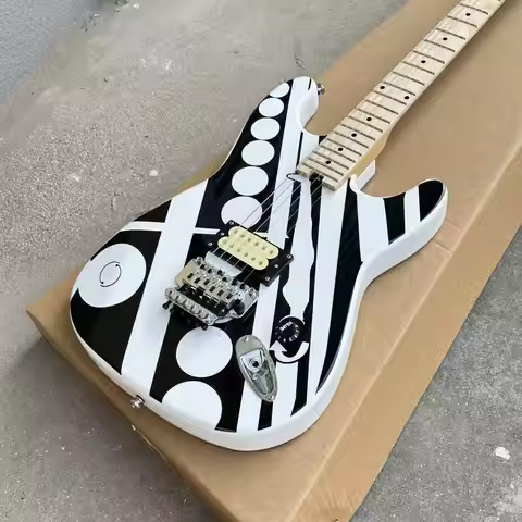 Custom evh electric guitar Black and white Electric Guitar Free Shipping