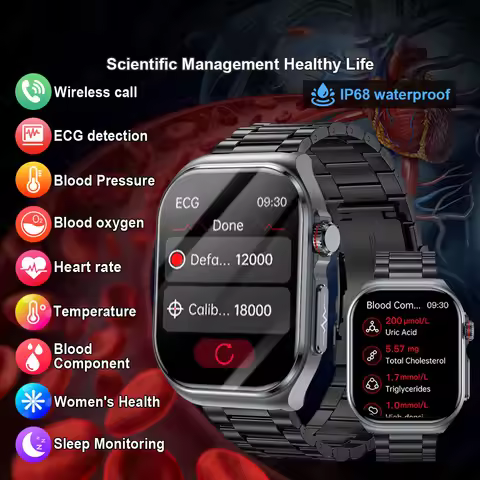 LIGE AMOLED Smart Watch ET585 Men ECG Blood Compositoin Health Monitoring Bluetooth Call Women Sport