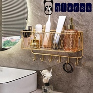 GLENES Bathroom Shelf, Iron Gold Towel Holder, Luxury with Hook Shampoo Holder Toothbrush