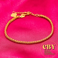 Emas Bangkok Emas Korea 24K Bracelet Ring Gold Plated Rantai Gelang Tangan &amp; Cincin Emas Sadur Perempuan emas 916 P