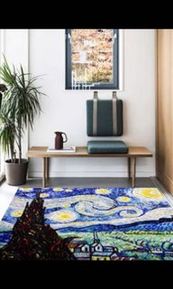 歐式輕奢進門地毯門墊入戶梵髙星夜地墊可擦洗裁剪門廳腳墊防水皮革定做