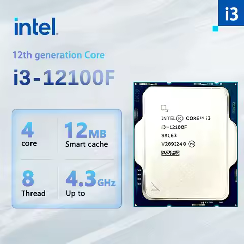 Intel (12th gen) Core i3 12100F New 3.3 GHz 4-Core 8-Thread Processor L3=12M 60W Support DDR4 DDR5 D