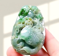 三彩翡翠精雕荷包有魚 | 天然緬甸玉翡翠A貨 | 送禮