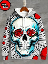 New Skeleton Skull Graphic 3D Print Hoodies For Man Oversized Hooded Sweatshirts Harajuku Tracksuits