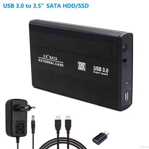 Yucun Hard Disk Enclosure 3.5" SATA III II I USB External Hard Disk HDD SSD Box HD Case 1M cable Wit