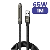 Kabel data beranyam 2 dalam 1 dengan soket USB A ke Type‑C pengecasan pantas 65W ket lipat efon dan 