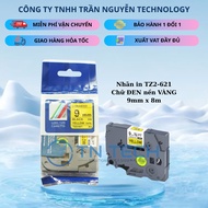 Tz2-621 Brother Printed Label - Black with yellow background 9mm x 8m