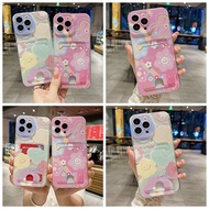 Card Holder For OPPO A55 A54 A53 A32 A33 2020 A53S 4G A11S 2022 A92 A72 A52 A12E A5 A3S A9 A5 2020 Phone Case Can Put Photos Postcard Card Holder Cute Flower Soft TPU Cover