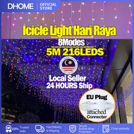 🌙 String Light 4M/5M 8Modes Waterproof Hari Raya Decoration Fairy Light Icicle Curtain String Light 