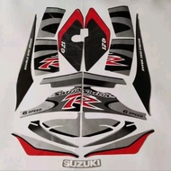 Striping suzuki satria 120r lumba box 2 stroke 2001 2002 grey body list stickers