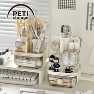 Petistorage Rotating Desktop Organizer with Drawer, Pegboard Divider & Pen Holder