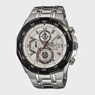 CASIO EDIFICE系列 耀眼急速賽車三眼運動錶-黑X銀