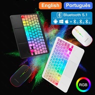 RGB Rainbow Backlit Wireless Bluetooth Keyboard with Touchpad and Mouse, Mini Wireless Keyboard for iPad  IOS Android Windows