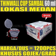 thinwall cup 25ml 35ml 60ml 100ml 150ml bulat cup sambel gjk medan - cup 60ml