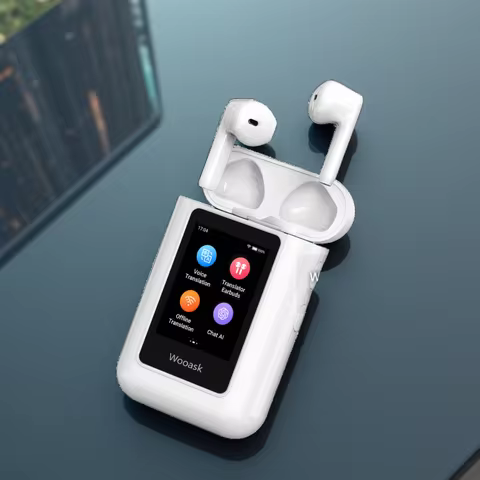 Wooask A8 Translator Earbuds with Touch Screen,144 Languages ChatGPT Translator Device, Wireless Ear