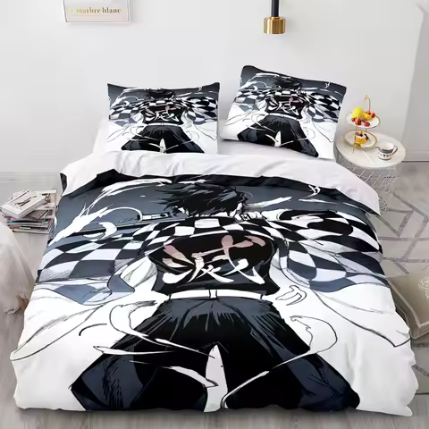 Kamado Tanjirou Bedding Set Single Twin Full Queen King Size Demon Slayer Bed Set Aldult Kid Bedroom