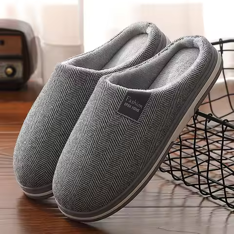 Big Size 48 49 Men Warm Home Slippers Winter Casual Shoes Women Soft Slides Couples Floor Slipper In