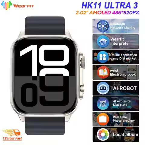 Upgrade Hk11 Ultra 3 SmartWatch 2026 2GB ROM AI ROBOT AMOLED Network 49mm G-Sensor ChatGPT NFC Compa