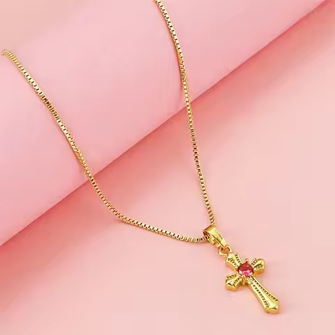 Luxury 24K 9999 Pure Gold real gold Women's Cross Pendant Necklace