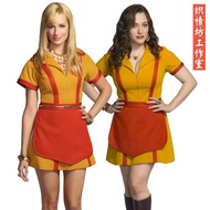 S M L XL 2 Broke Girls Cosplay Dress Costumes for Halloween Girl Party Wear Max Caroline Waitress Ma