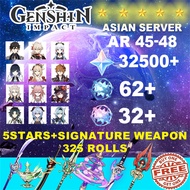 【FAST DELIVERY】Genshin Impact Limited 5 stars+Signature weapon+32500Primogems+32 Intertwined Fate+62 Acquaint Fate 325roll AR45-48 toy