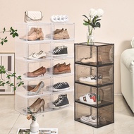Shoe box, sports shoe storage box, magnetic plastic transparent cabinet, suitable for size 46 shoes,