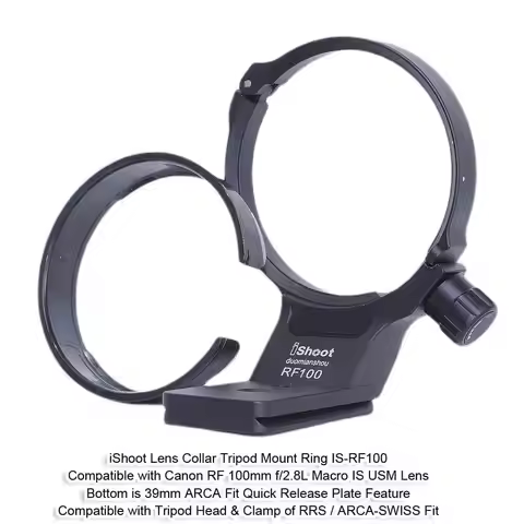 iShoot Lens Collar Tripod Mount Ring Support for Canon RF 100mm f/2.8L Macro IS USM, with Arca-Swiss