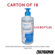 Cosmo Med Antiseptic Hand Sanitizer, Alcohol-based, 500ml [Carton of 18]